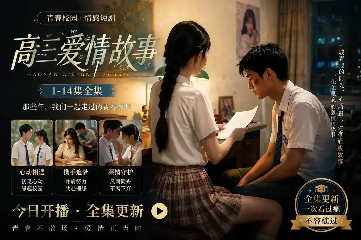 🔥全网热推AI黄果真人短剧《ai短剧：B中爱情故事》全集免费看_相识篇_暗恋篇《AI短剧：高三爱情故事》4K超清未删减版_夸克网盘极速秒存_极光影院在线播放《B中爱情故事》AI 短剧，带你重返十七岁